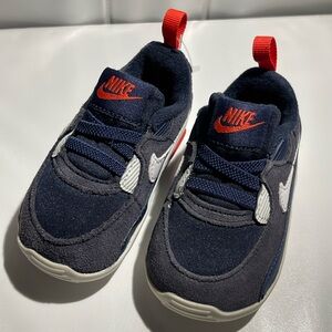 Infant Nike Air Max 90 Crib Shoes In The 'Obsidian Track Red' Colorway. Size 4C